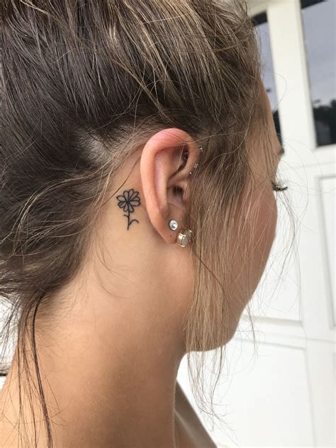 Simple Flower Tattoo Behind Ear Behind Ear Tattoos Simple Flower Tattoo Cute Simple Tattoos