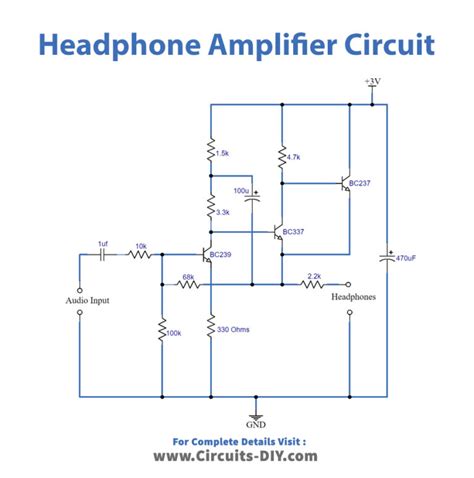 Headphone Amplifier Circuit Using 3 Transistors Diy