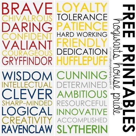 The four houses are called gryffindor, hufflepuff, ravenclaw, and slytherin. Free Printables: Hogwarts House Pride ~ Show off your ...