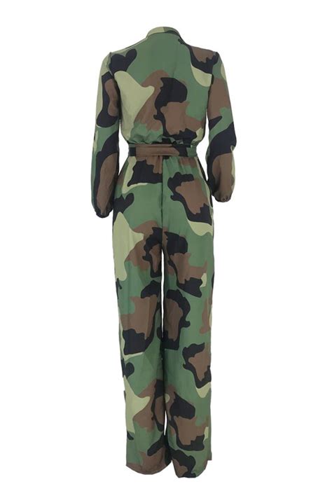 Lovely Casual Camouflage Printed Army Green One Piece Jumpsuitjumpsuit