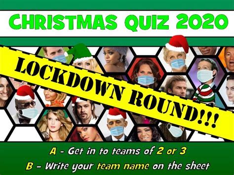 Christmas Quiz 2020 Sample Lockdown Round Teaching Resources