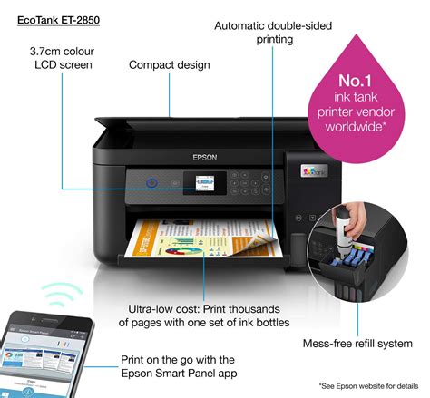 Epson Ecotank Et 2850 Printtechnologie Inkjet Printen Afdrukken In Kleur Maximale Resolutie