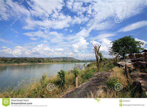 Natural Environment Scene Of River And Mountain Royalty