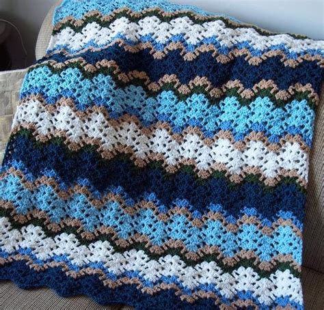 Pattern Only Shell Ripple Crocheted Baby Afghan Blanket