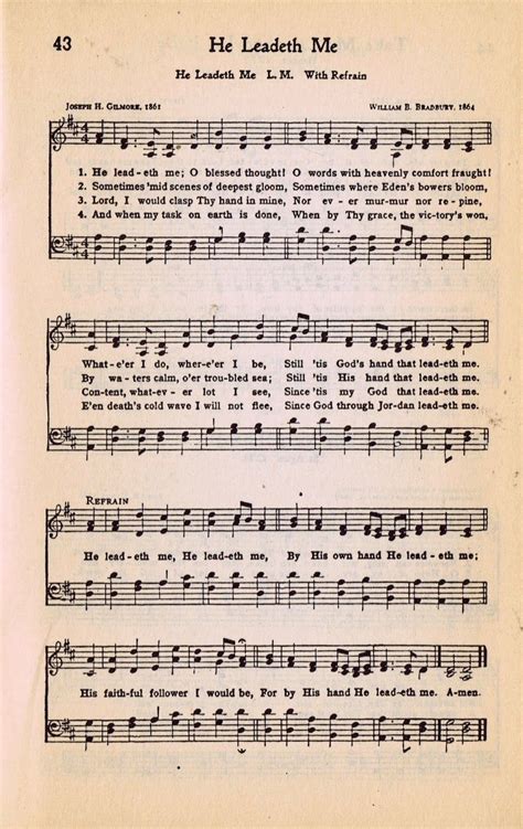 He Leadeth Me Printable Hymn Book Page Hymn Sheet Music Hymns