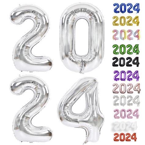 Buy Puideon 2024 Balloons Silverlarge 2024 Foil Number Balloons 40