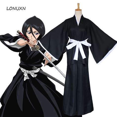 Anime Bleach Kuchiki Rukia Cosplay Shinigami Death Kimono Soul Reaper