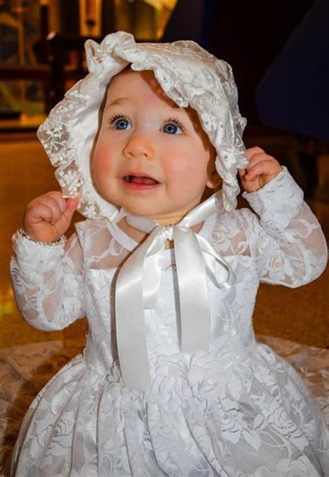 Baptism Dress Lvory Lace Long Sleeve Dress Baby Flower Girl Etsy