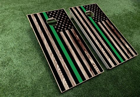 American Flag Green Line Cornhole Wraps Barnwood Custom Etsy In 2020