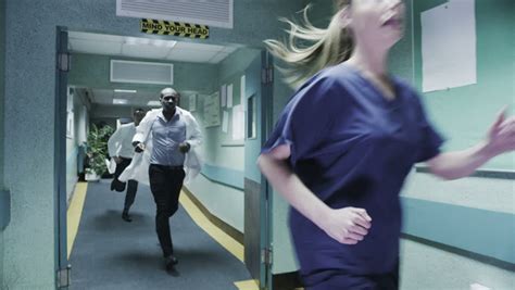 Doctors Medical Staff Running Urgently Through Stock Footage Video