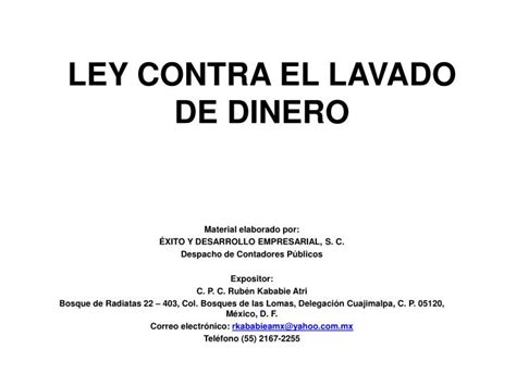 Ppt Ley Contra El Lavado De Dinero Powerpoint Presentation Free