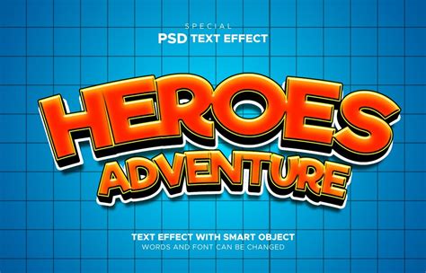 Premium Psd Heroes Adventure Effect Text Smart Object