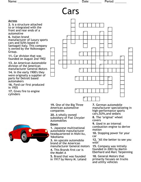 Mirroreyes Printable Crossword Puzzles Cars Crossword Wordmint Car
