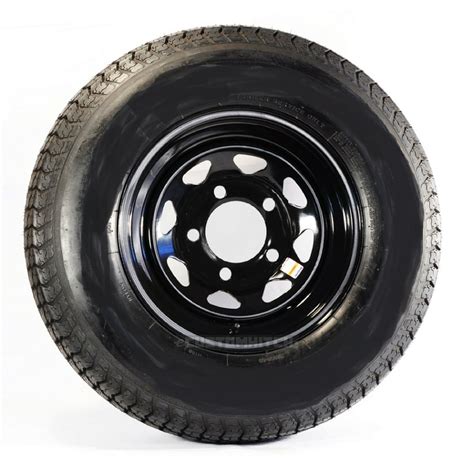 2 Pack Radial Trailer Tire On Rim St20575r15 15 In Lrc 5 Lug Black