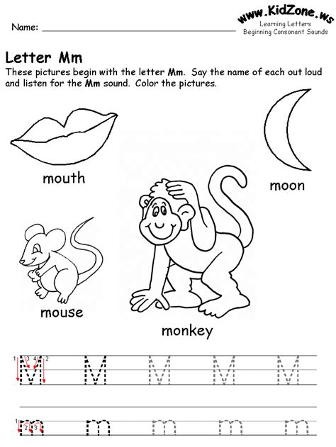 6 letter words that start with m · macaco · macaws · macers · maches · machos · macked · mackle · macles . Beginning Consonant Sound Worksheets | Letter m worksheets ...