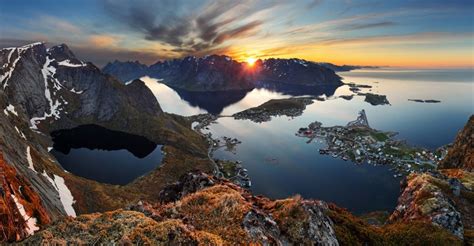 4k 5k Norway Lofoten Sunrises And Sunsets Bay Crag Moss Hd