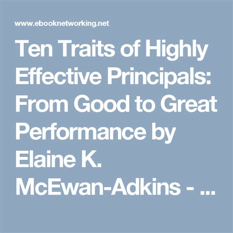 Ten Traits Of Highly Effective Principals From Good To Great