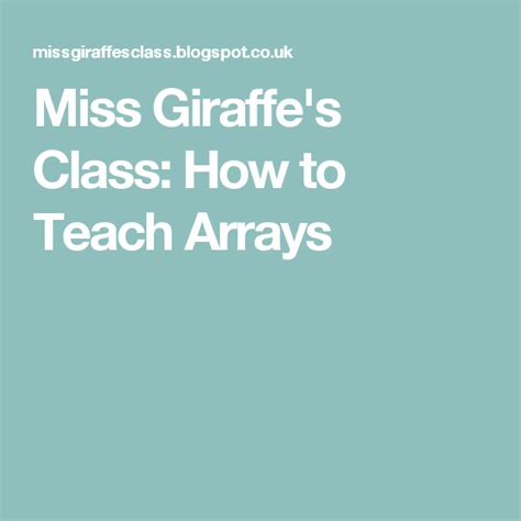 Miss Giraffes Class How To Teach Arrays Teaching Arrays Activities