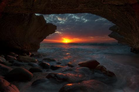 Sunset Through A Cove Cave Photography Cave Pictures Pictures