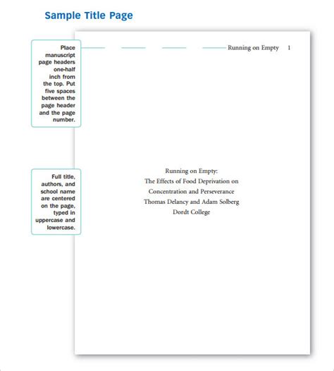 Purdue Owl Apa Title Page Format Apa Format Paper Sample Reflection