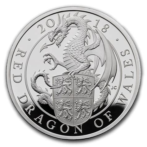 The Red Dragon Of Wales Queens Beasts 2018 1 Oz Pure Silver Proof