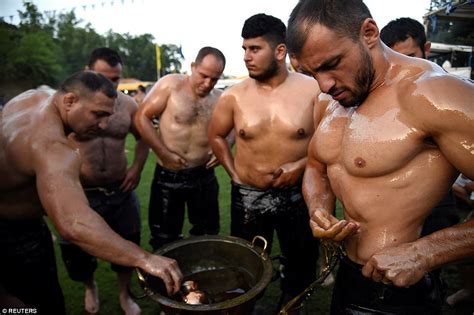 Greek Wrestlers Soaked In Oil Fight In Traditional Contest Daily Mail Online