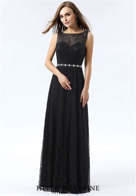 Modern Sleeveless Sparkling Modest Black Floor Length Sheer Gownstyle