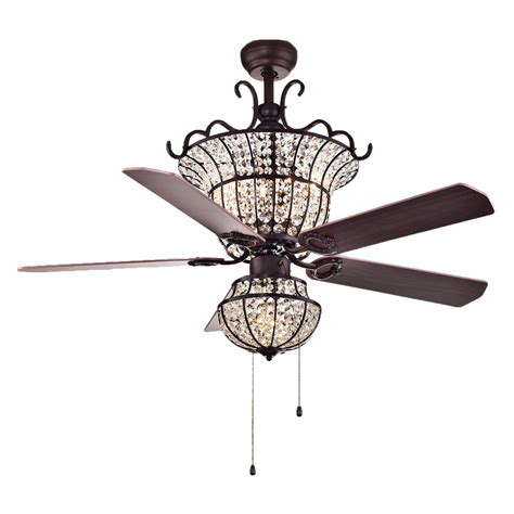 We love the slightly worn chipped paint look on the motor. Charla 4-light Crystal 52-inch Chandelier Ceiling Fan ...