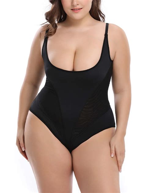 lallc plus size womens body shaper tummy control slim fit stretch one piece shapewear