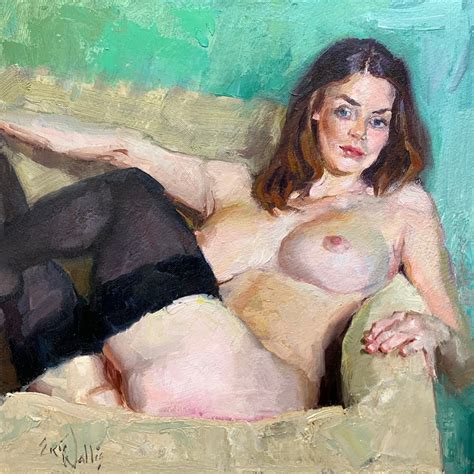 Original Nude Painting By Eric Wallis Titled Nude With Green Background