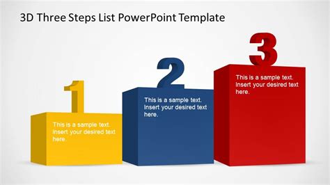 3d Three Steps List Powerpoint Template Slidemodel