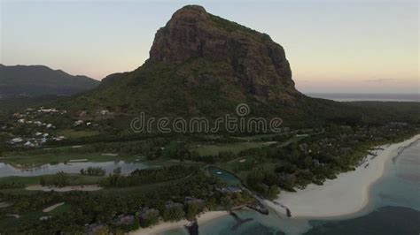 Le Morne Brabant Peninsula With Mountain Aerial Mauritius Stock Photo