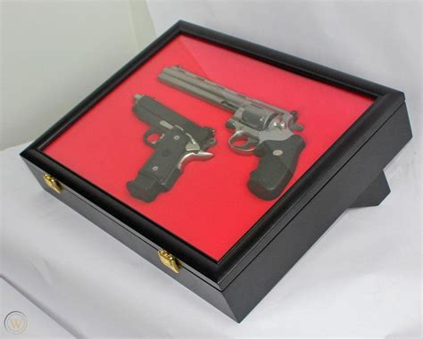 Pistol Shotgun Gun Display Wall Shadow Box Case Cabinet Lockable Gn01