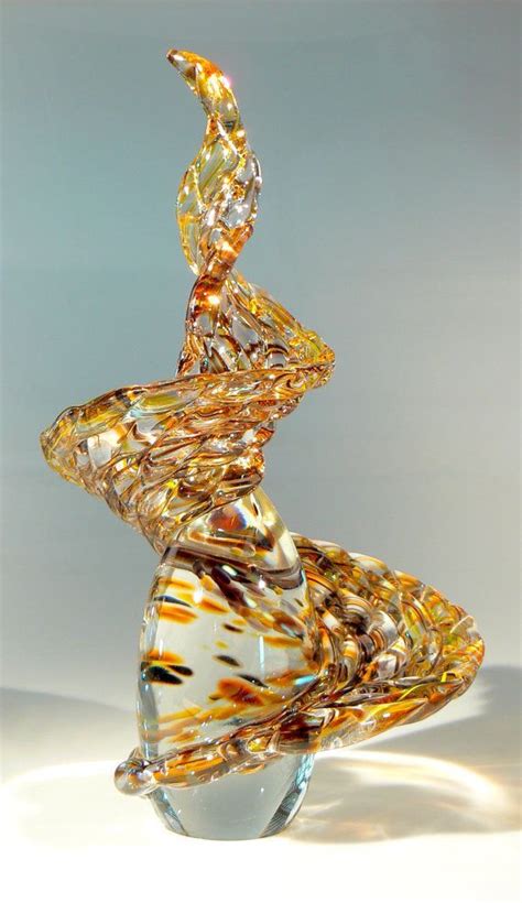 Glass Art Sculpture Abstract And Fluid Auburn Spiral Blown Glass Art Glass Art Glass Art