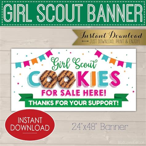 2x4 Girl Scout Cookie Banner Printable For Sale Etsy Finland