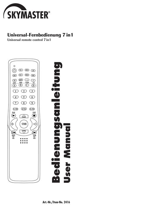 Skymaster Universal Remote Control User Manual Pdf Download Manualslib