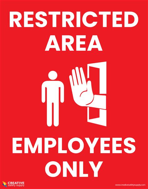 Restricted Area Employees Only Red With Icon Poster