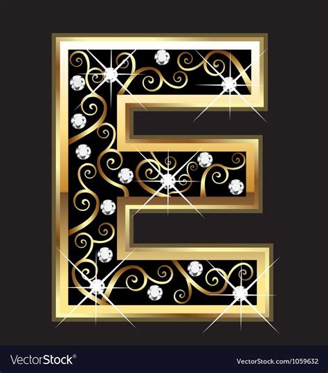 E Gold Letter With Swirly Ornaments Vector Download A Free Preview Or