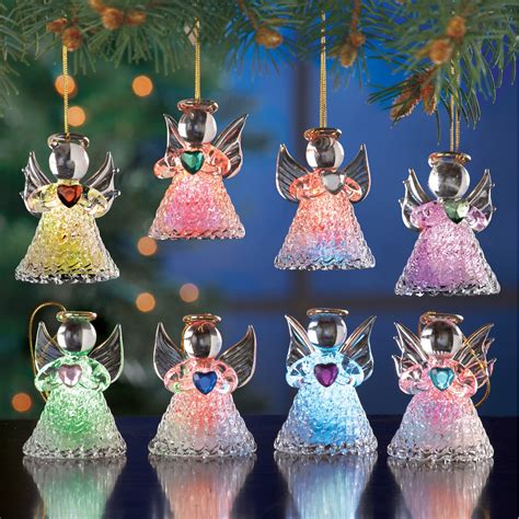 Color Changing Glass Angel Ornaments Set Of 8 Collections Etc