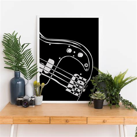 Bass Guitar Wall Art Guitar Poster Minimalist Black And Etsy