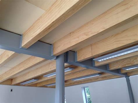 Wood I Beam Supporting Structural Installations Steel Frame House