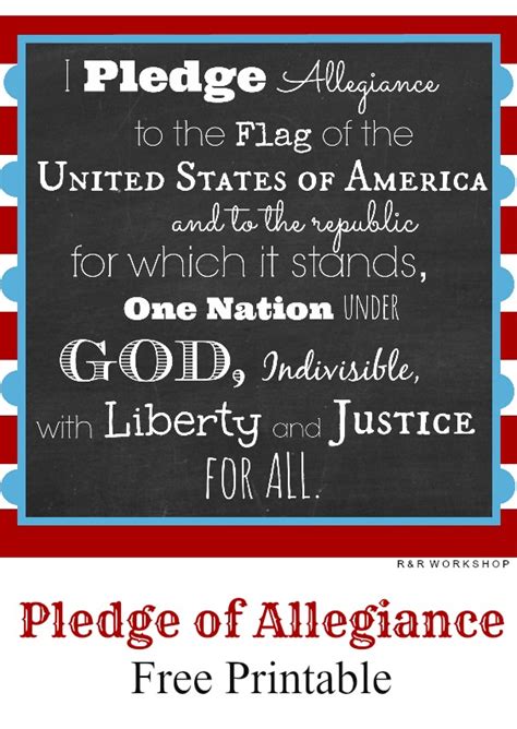 The pledge of allegiance of the united states is an expression of allegiance to the flag of the united states and the republic of the united states of america. Pledge of Allegiance Free Printable - Over The Big Moon