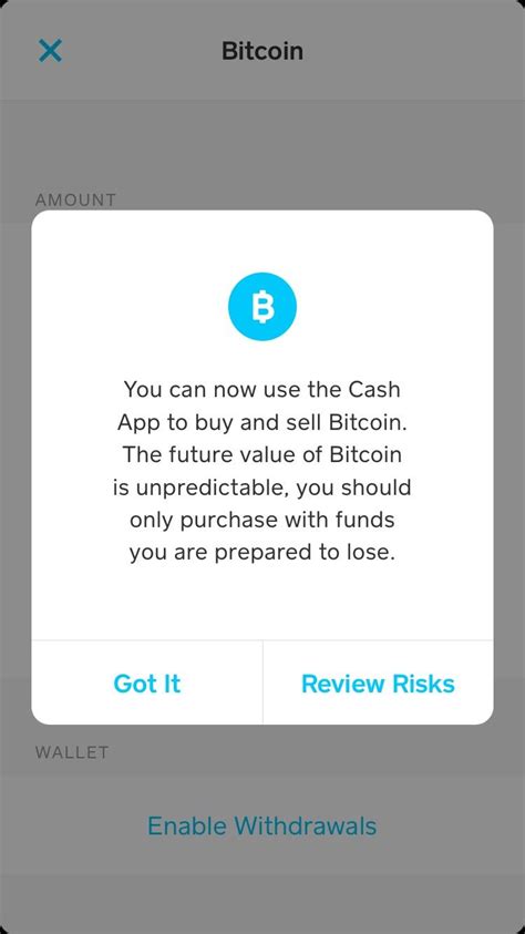 To get started, you need to enable bitcoin withdrawals and deposits. I have been knighted by the Cash App monarchy. Check your accounts, hodlers. : Bitcoin