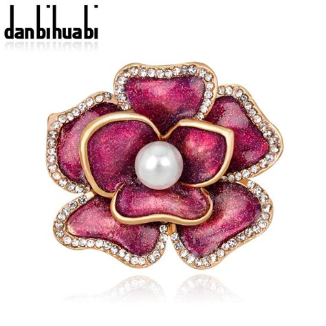 2018 Romantic Large Flower Enamel Brooches For Women Party Wedding