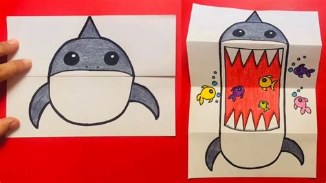 How To Draw A Shark Folding Surpriseeasy Drawing For Kidsfolding