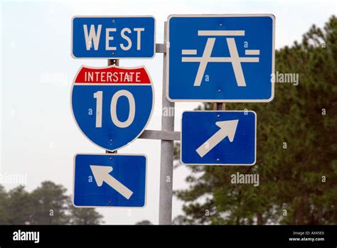 New Orleans Louisiana Usa United States Road Signs West Interstate 10