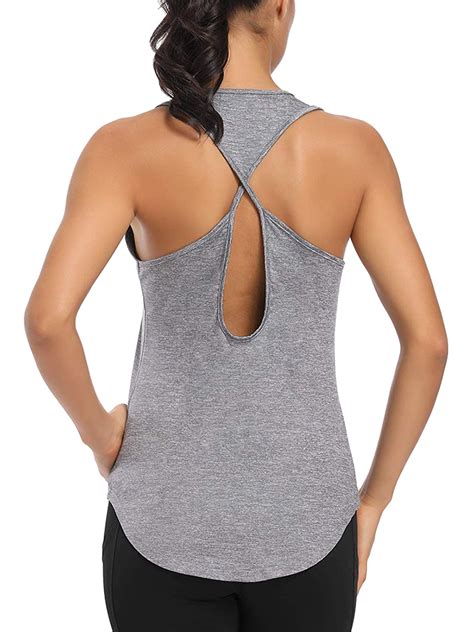 women sleeveless activewear sports yoga tank top vest hollow cross back workout shirts fitness