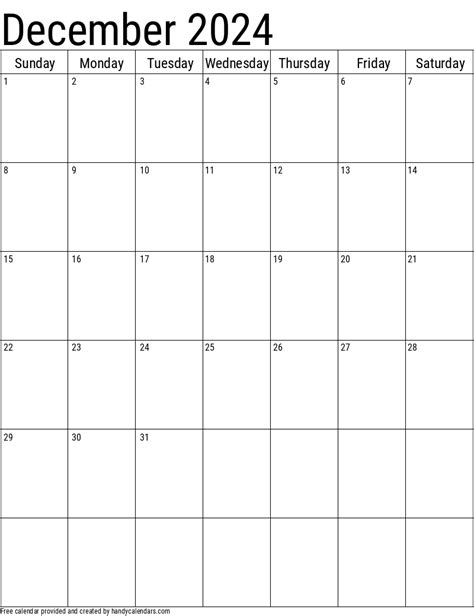 2024 December Calendars Handy Calendars