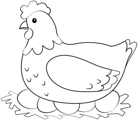 Hen Coloring Page For Kids Free Chickens Printable Coloring Pages