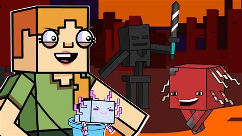 Alex Axolotl And The Nether Minecraft Animation Block Squad In